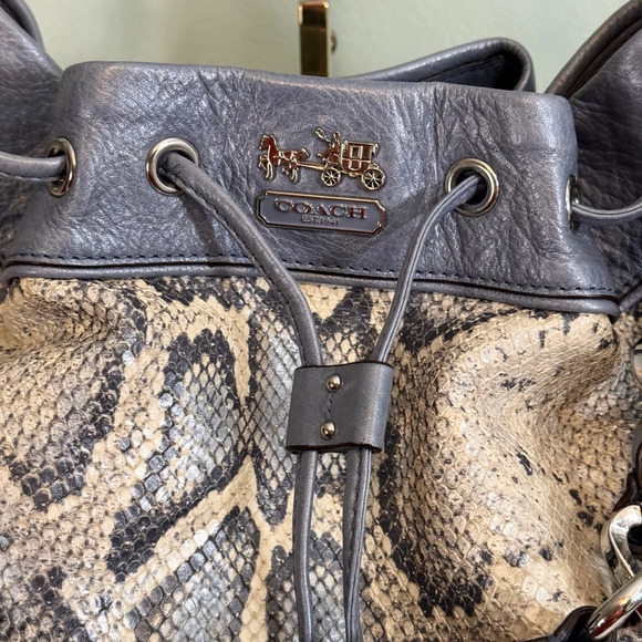 Coach Madison Python Embossed Marielle Leather Purse Snakeskin Shoulder Tote Bag - Picture 11 of 13
